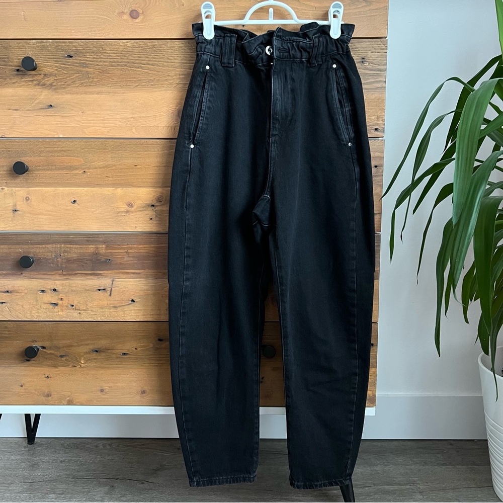 Zara Black High Waist Tapered Leg Denim